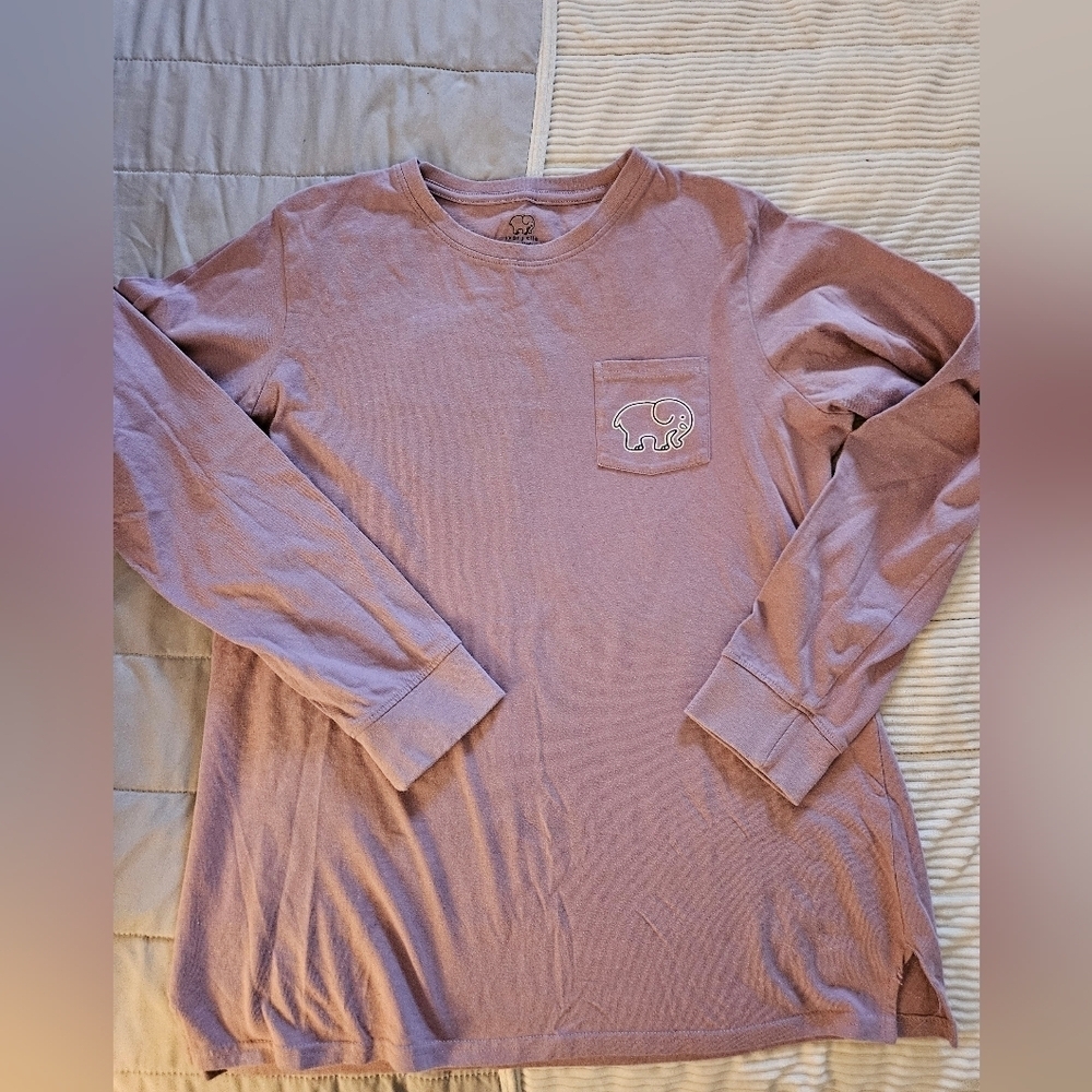 Ivory Ella Long Sleeve Lavendar Shirt with Elephant Logo Size L